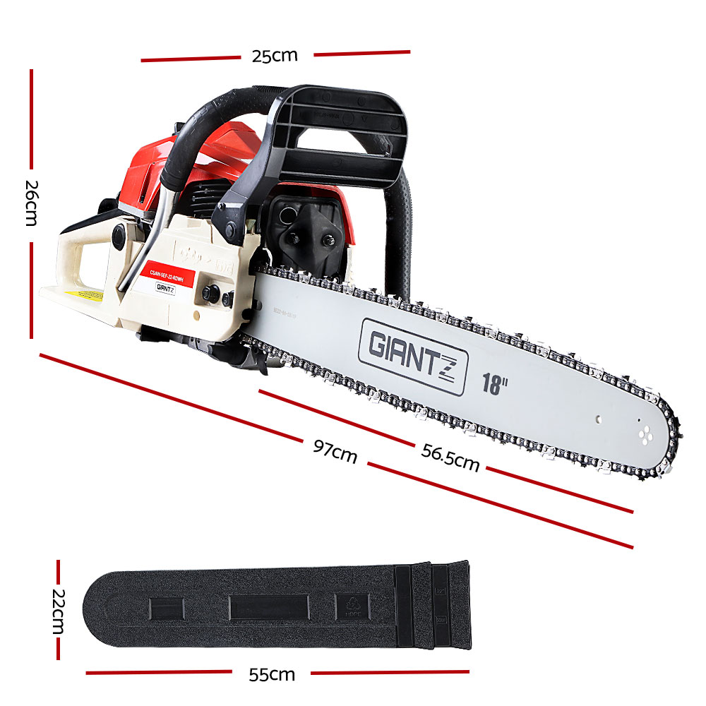 Giantz 45CC Petrol Chainsaw 18 Inch Bar Commercial E-Start view 2