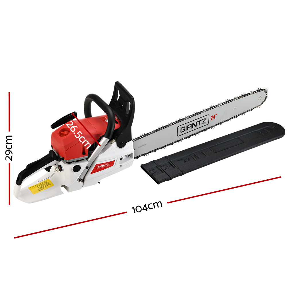 Giantz 62cc Petrol Chainsaw 24 Inch Bar 2 Stroke E-Start view 2