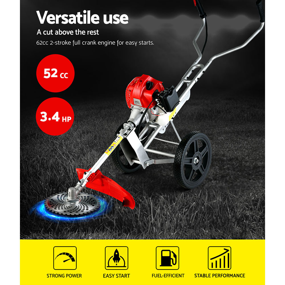 Giantz 52cc Brush Cutter 3 in 1 Whipper Saw with Wheel view 5