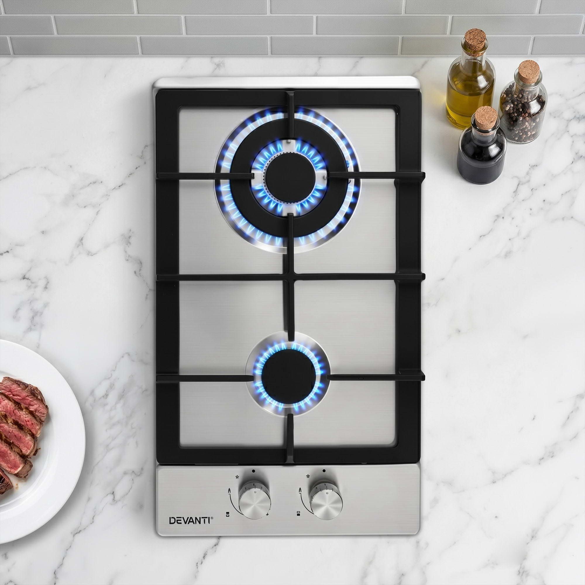 Devanti 30cm 2 Burner Gas Cooktop