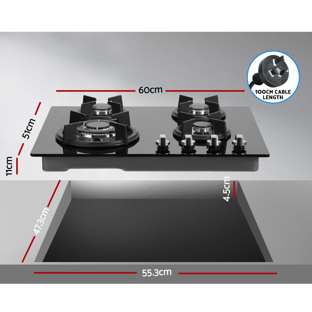 Devanti 60cm 4 Burner Gas Cooktop view 2