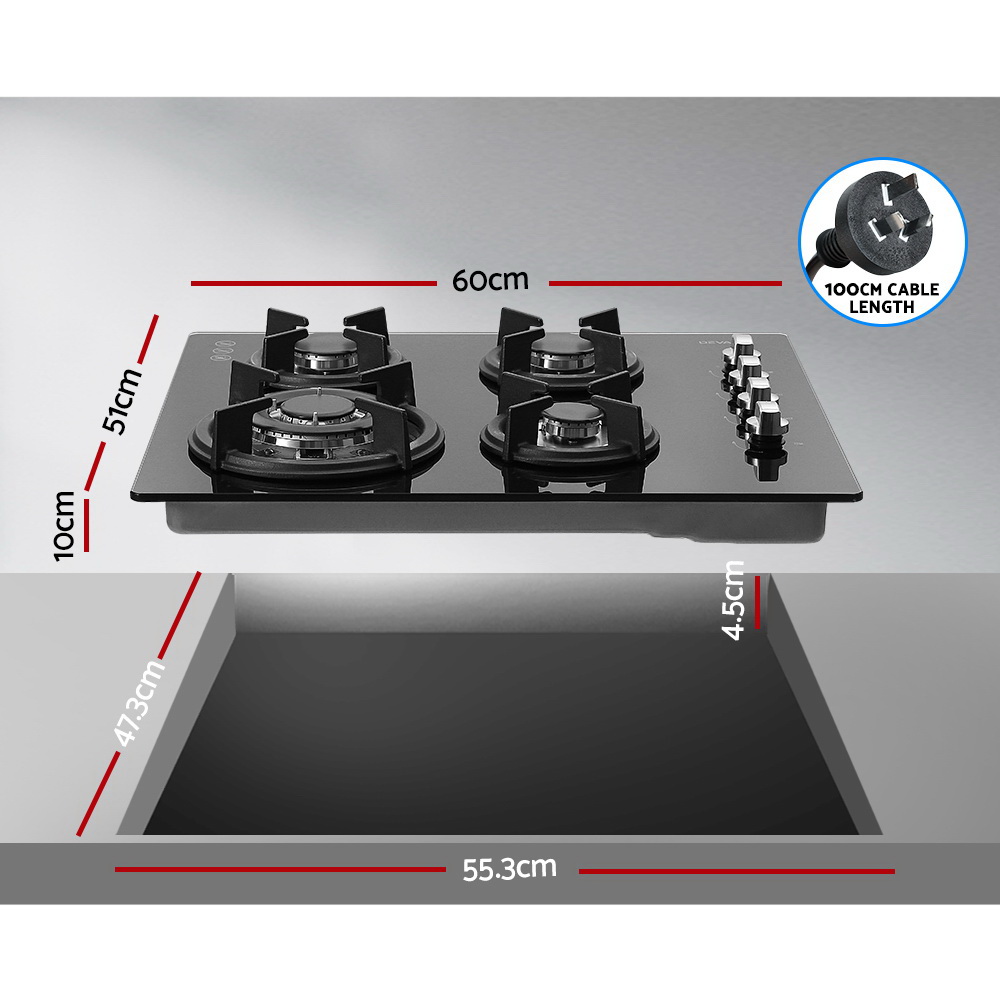 Devanti 60cm Gas Cooktop Stove Hob view 2