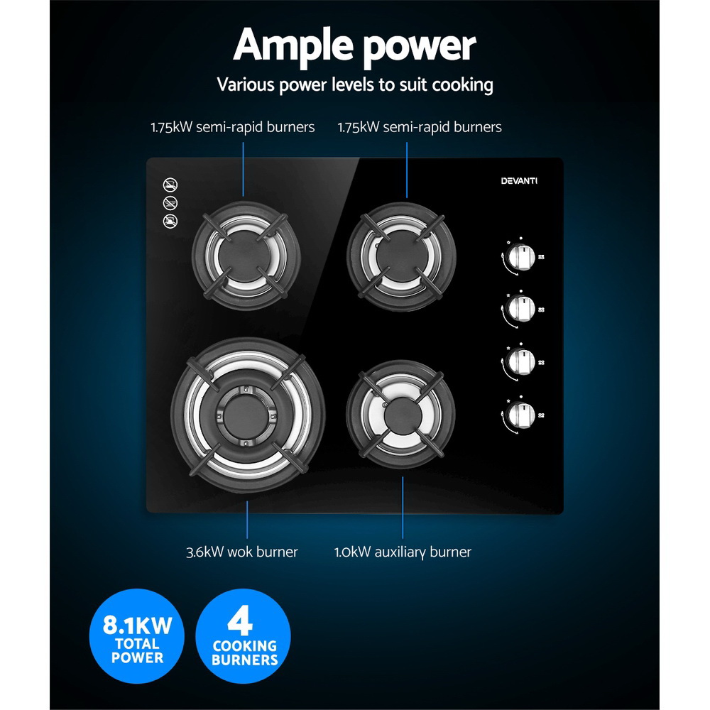 Devanti 60cm Gas Cooktop Stove Hob view 5