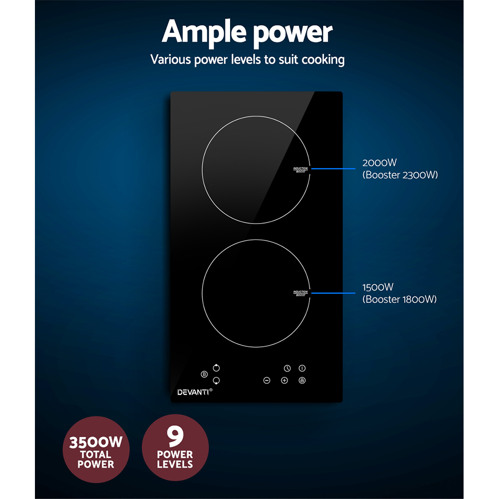 Devanti 30cm Induction Cooktop 2 Cooking Zones view 4