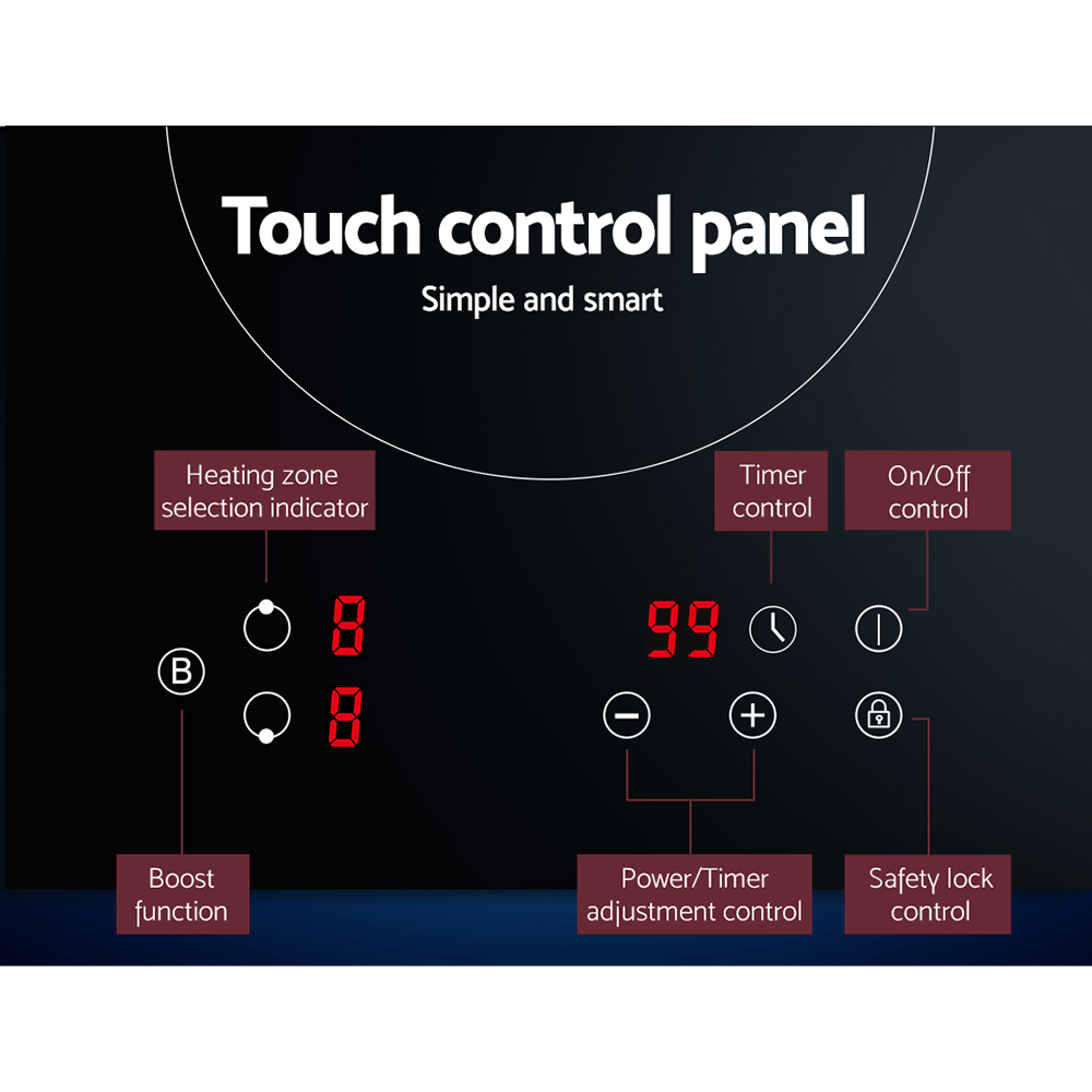 Devanti 30cm Induction Cooktop 2 Cooking Zones view 5
