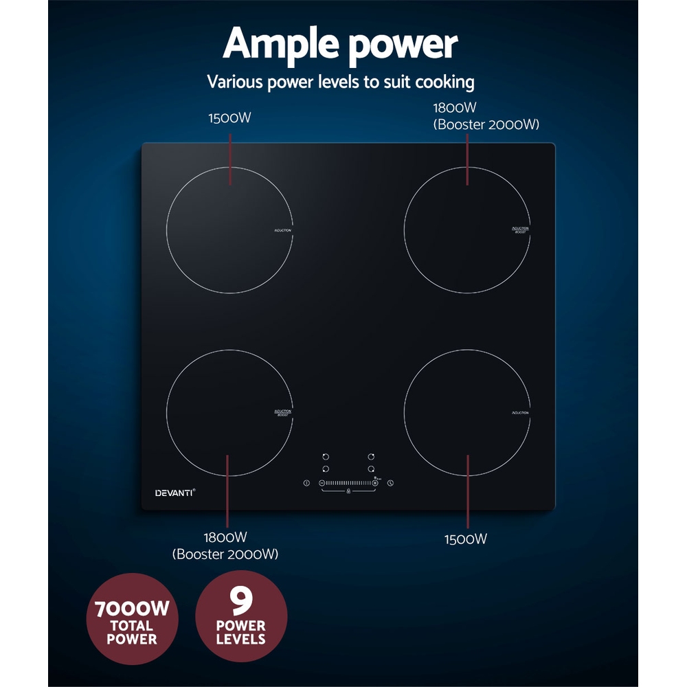 Devanti 60cm Induction Cooktop 4 Cooking Zones view 5