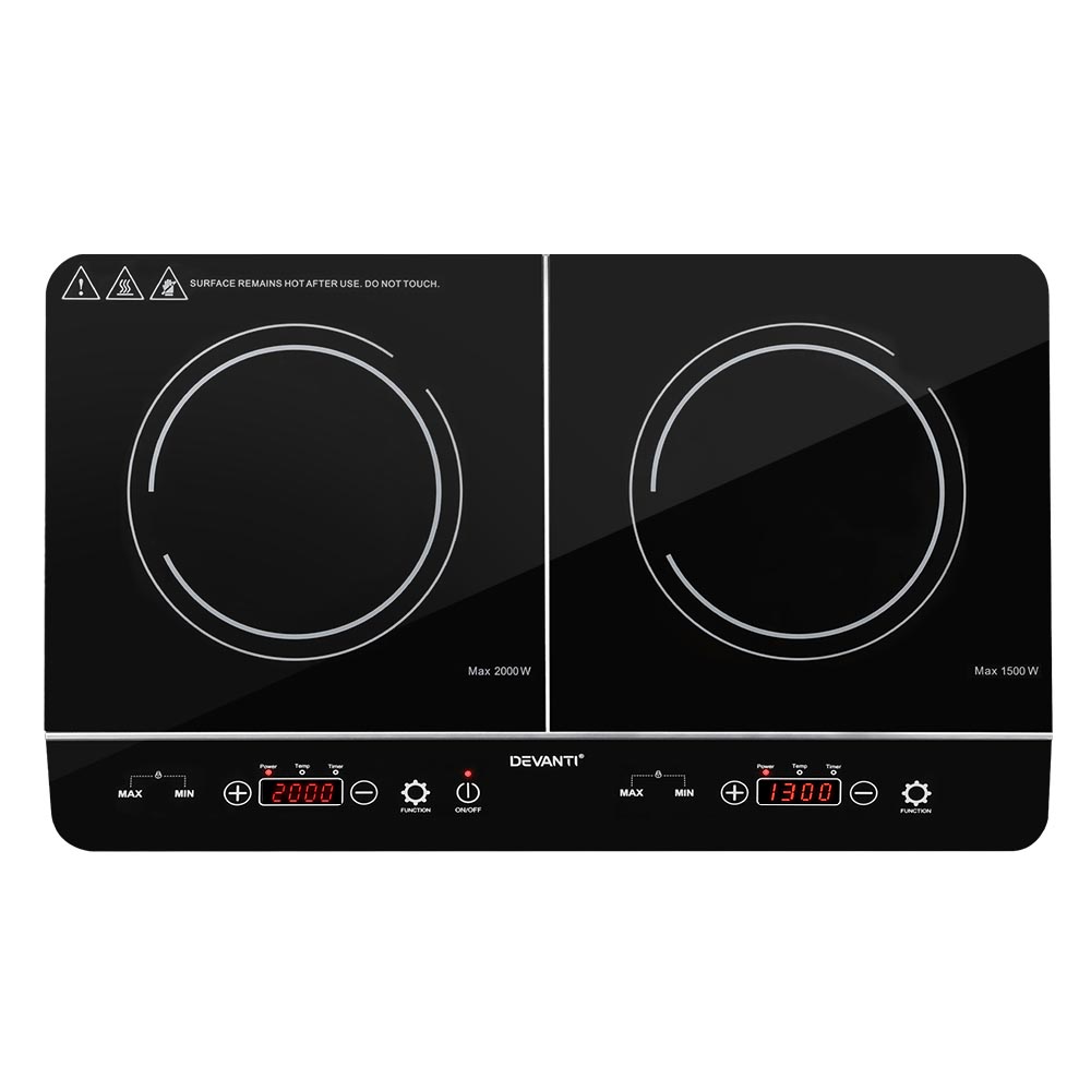 Devanti 60cm Portable Induction Cooktop 2 Zones