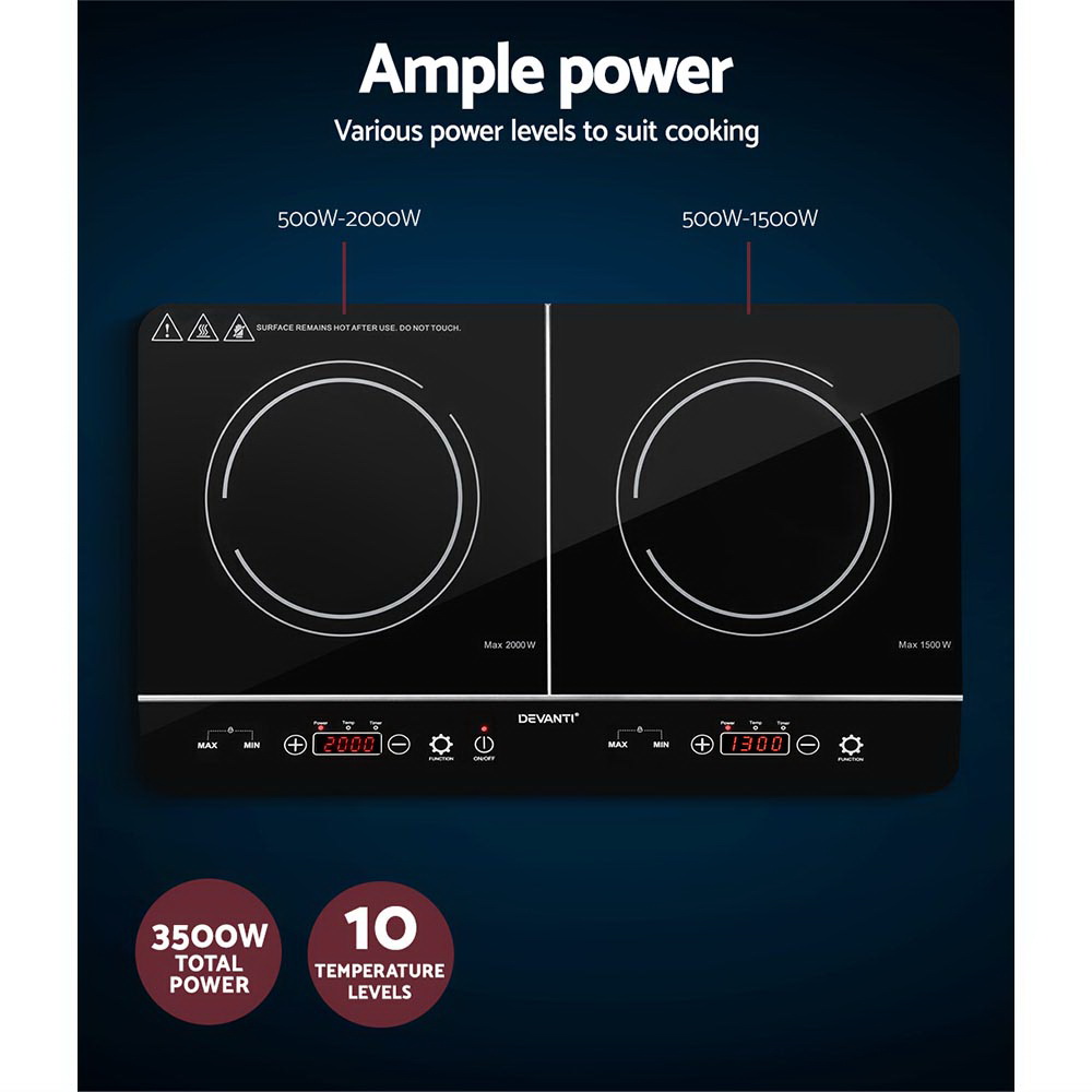 Devanti 60cm Portable Induction Cooktop 2 Zones view 5