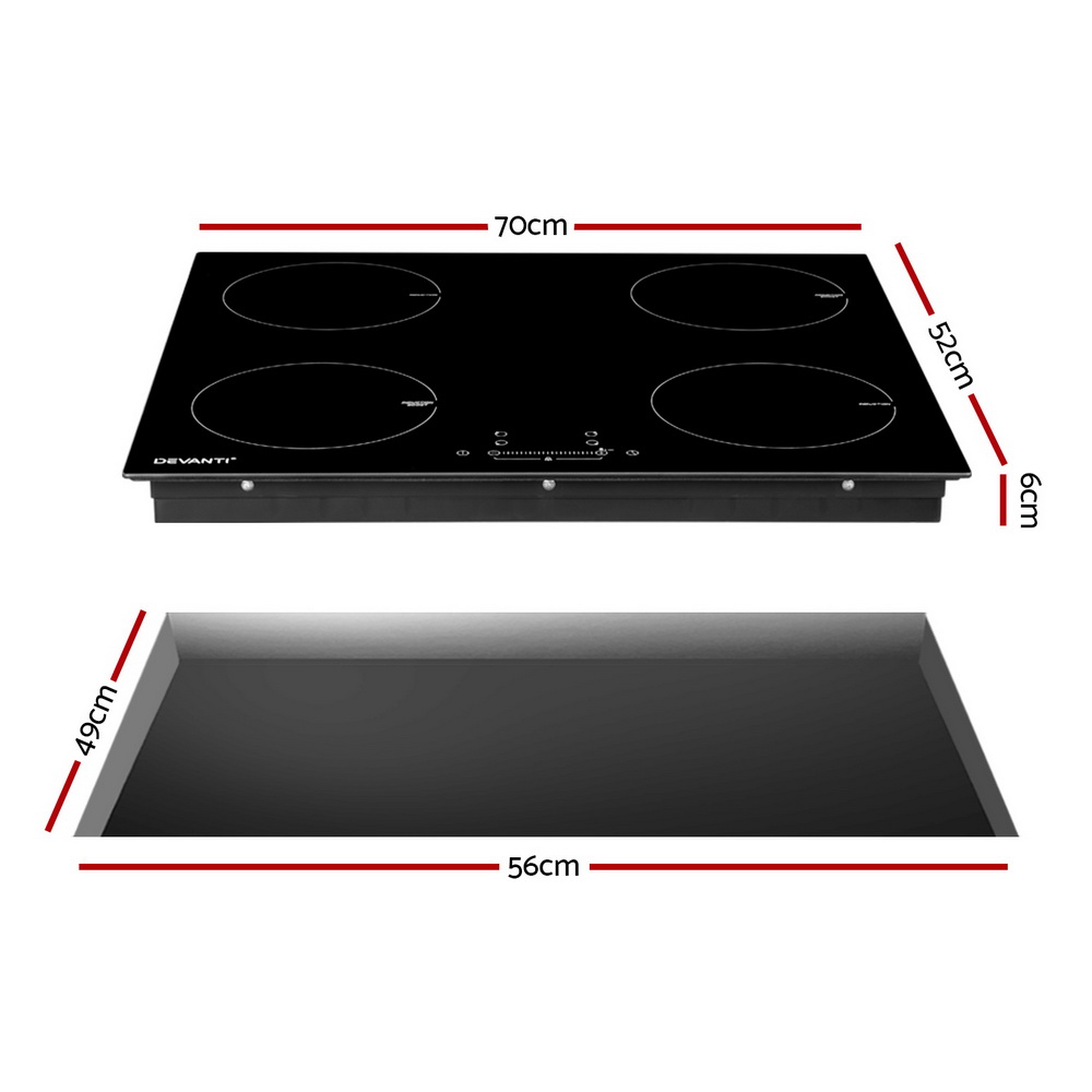 Devanti 70cm Induction Cooktop 4 Zones 7000W view 2