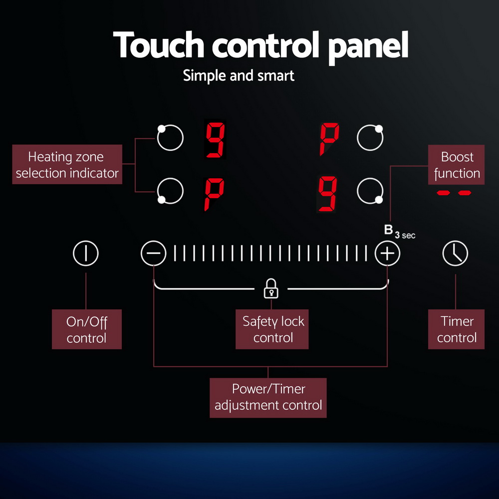 Devanti 70cm Induction Cooktop 4 Zones 7000W view 5