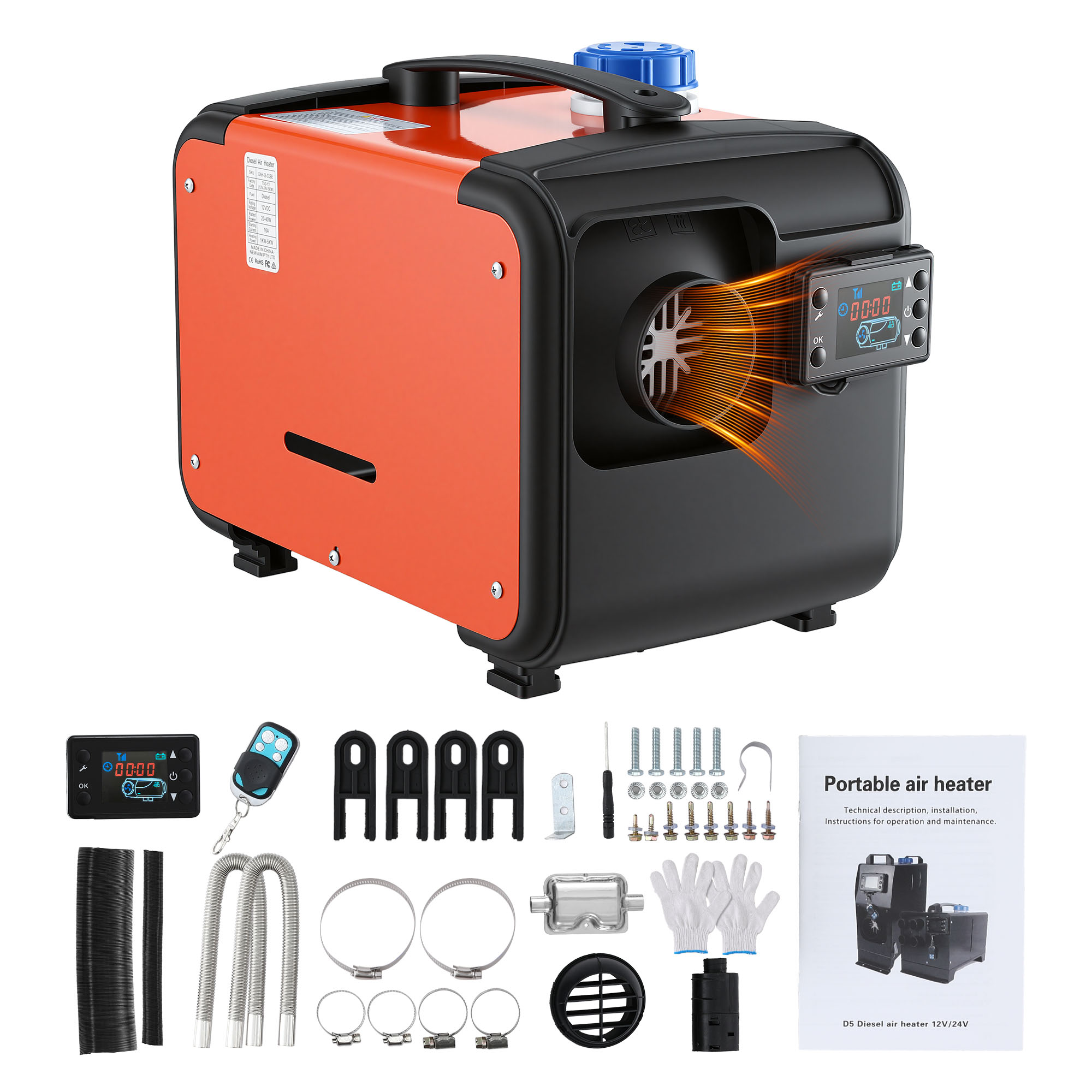 Giantz Diesel Air Heater 12/24V 5KW All in One LCD Remote view 2