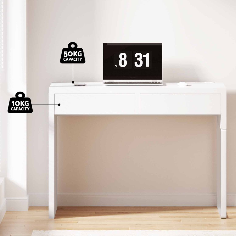 Artiss Computer Desk with Drawer White view 5