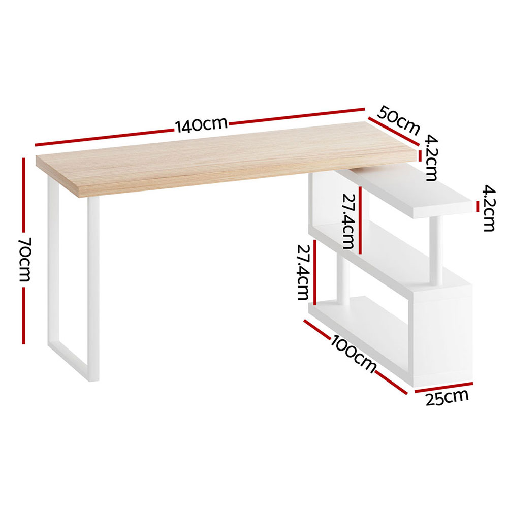 Artiss 140cm Computer Desk with Bookshelf view 2