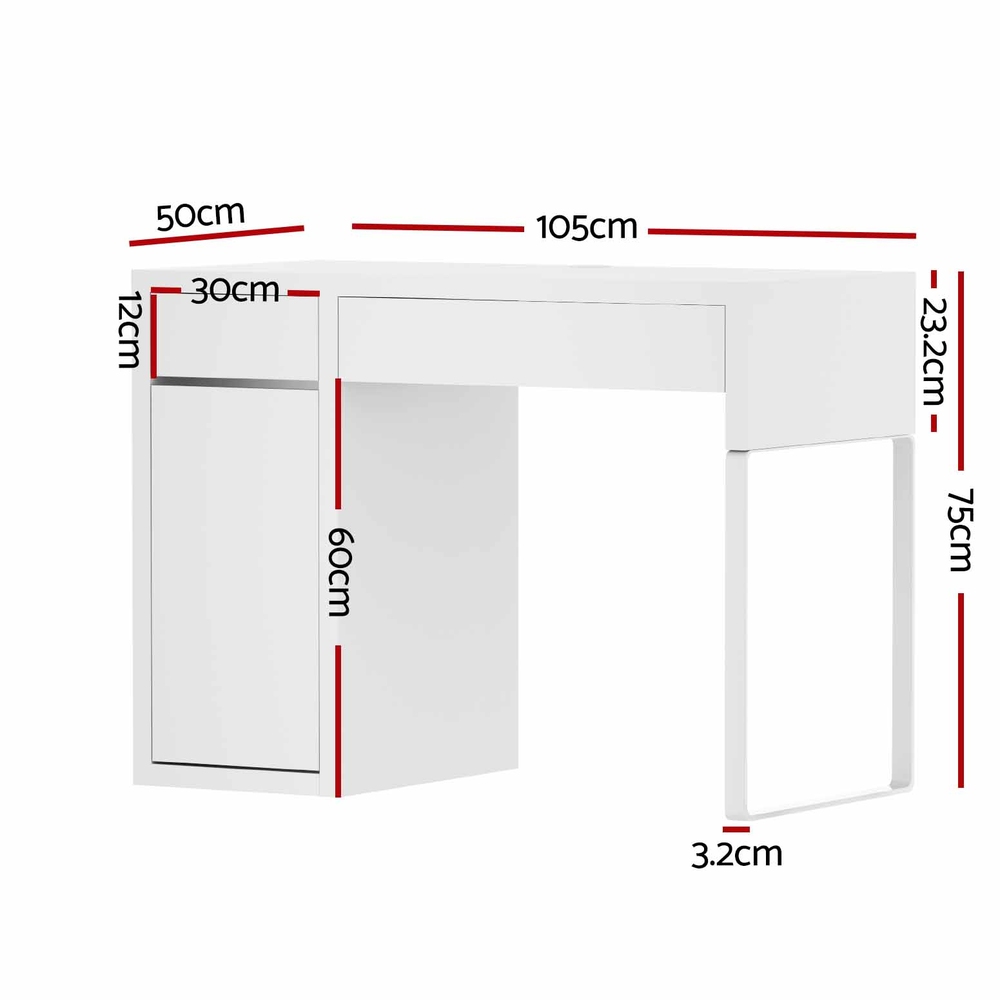 Artiss Computer Desk with Drawer Cabinet White view 2