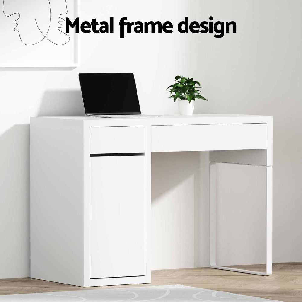 Artiss Computer Desk with Drawer Cabinet White view 4