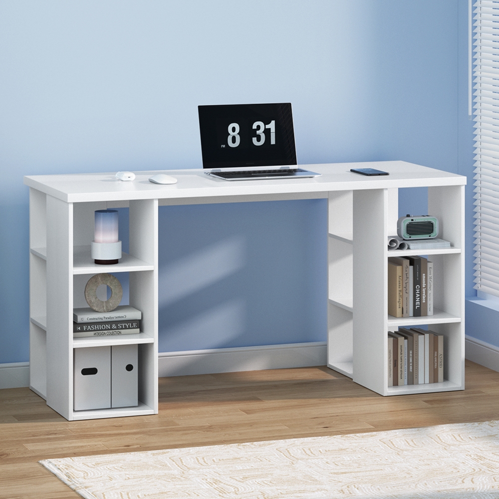 Artiss Computer Desk with Bookshelf Legs White 150cm
