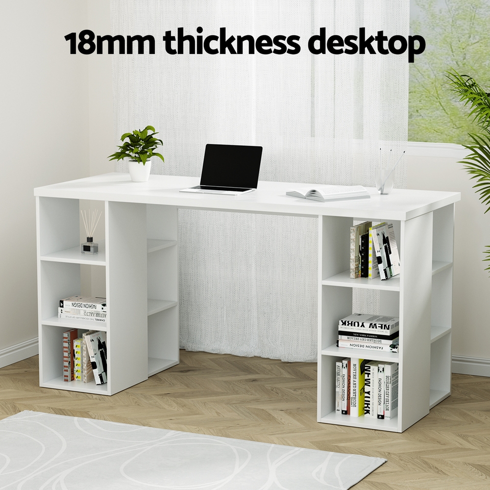 Artiss Computer Desk with Bookshelf Legs White 150cm view 5