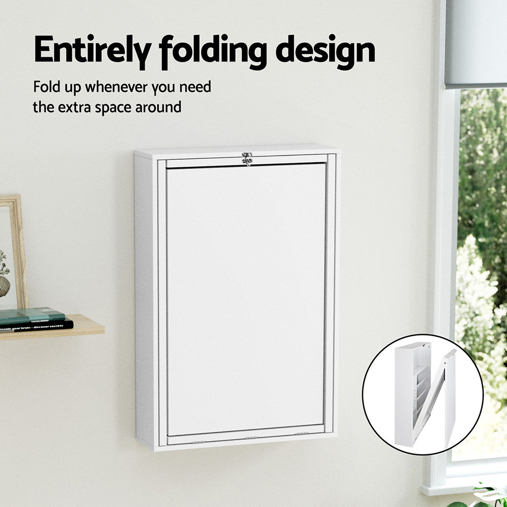 Artiss Wall Mount Foldable Computer Desk and Chair Set White view 5