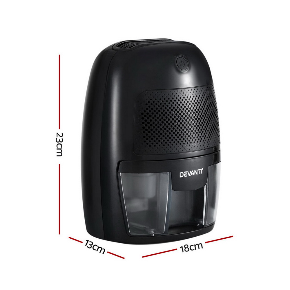 Devanti Mini Dehumidifier 600ml Air Purifier Black view 2