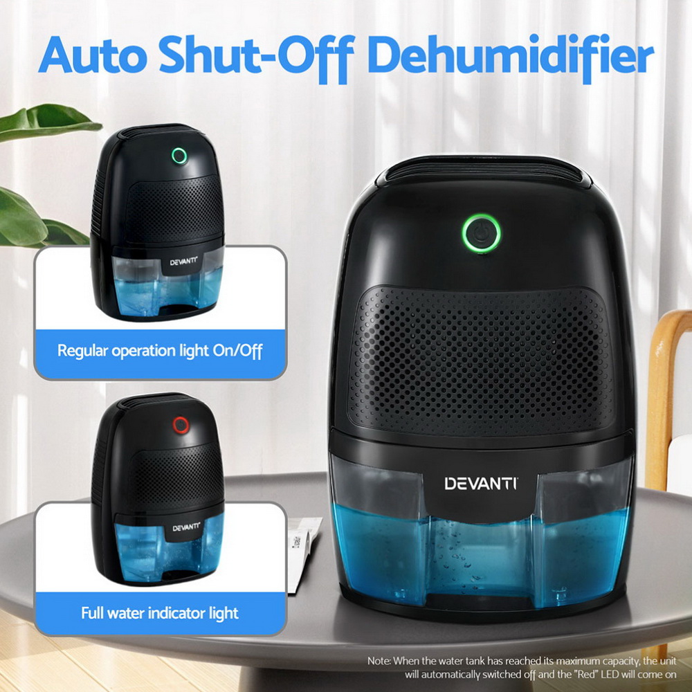 Devanti Mini Dehumidifier 600ml Air Purifier Black view 4