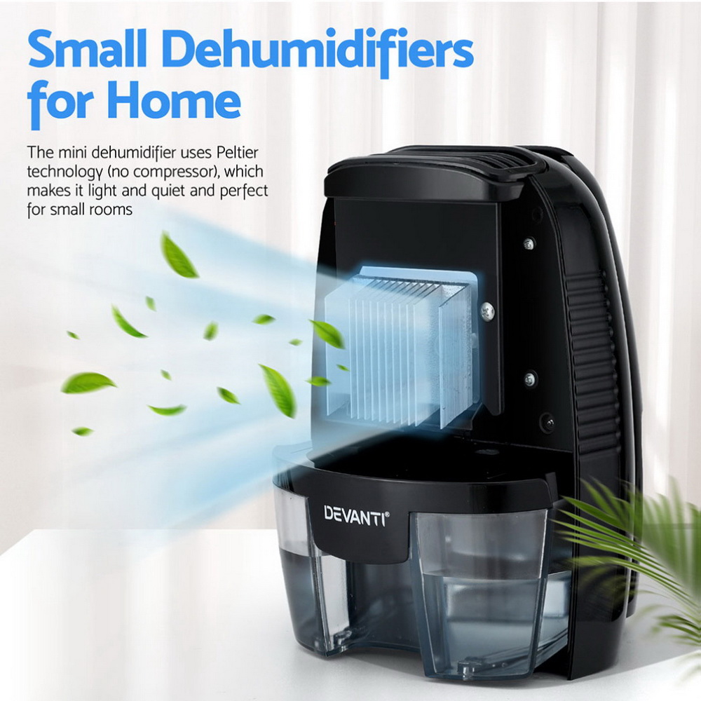 Devanti Mini Dehumidifier 600ml Air Purifier Black view 5