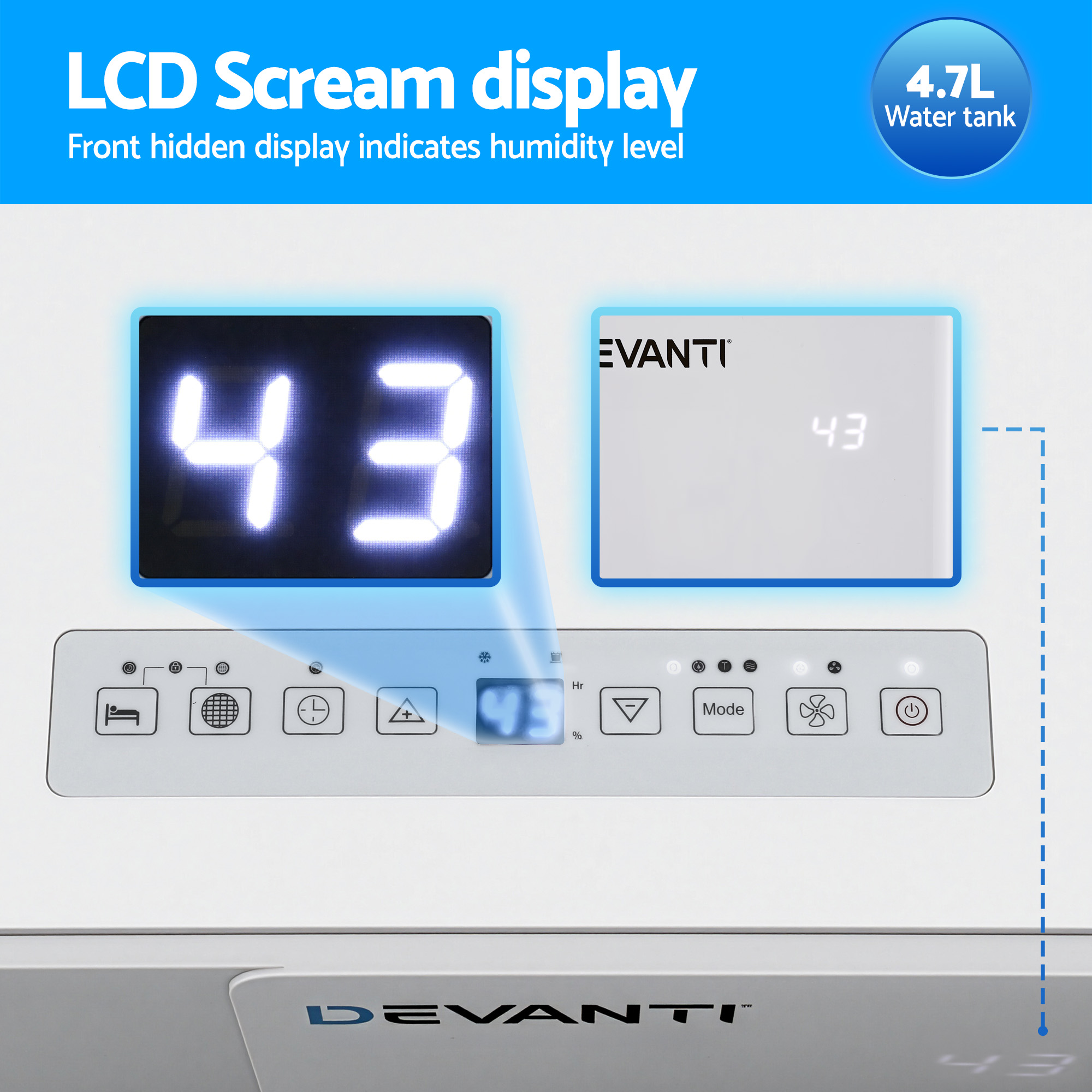 Devanti 30L Dehumidifier with 4.7L Water Tank view 5