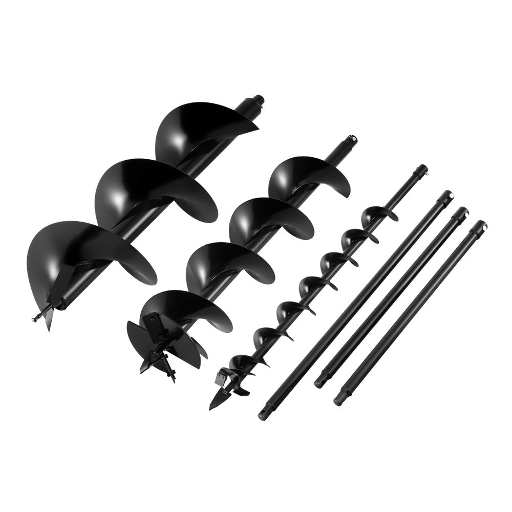 Giantz Auger Drill Bit Set 100mm 200mm 300mm Carbon Steel