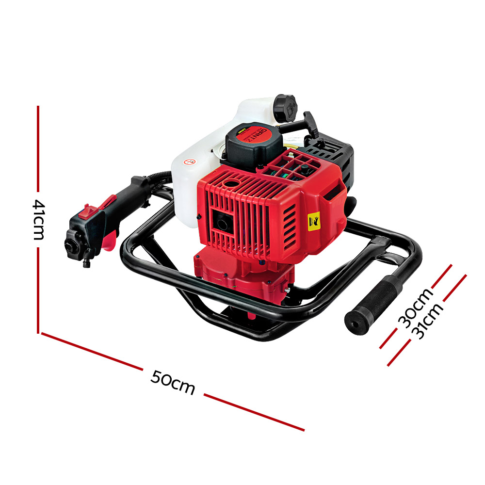 Giantz Post Hole Digger Motor Only 65cc, Red view 2