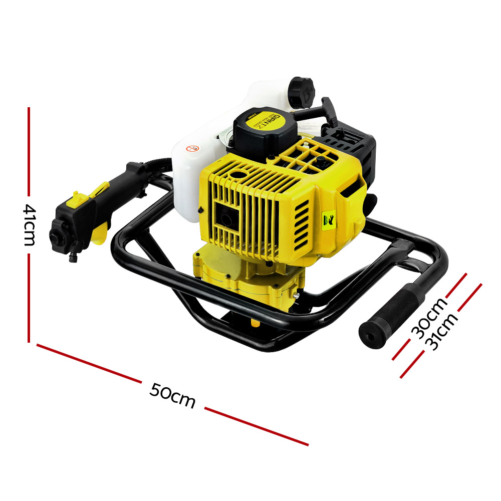Giantz Post Hole Digger Motor Only 65cc, Yellow view 2