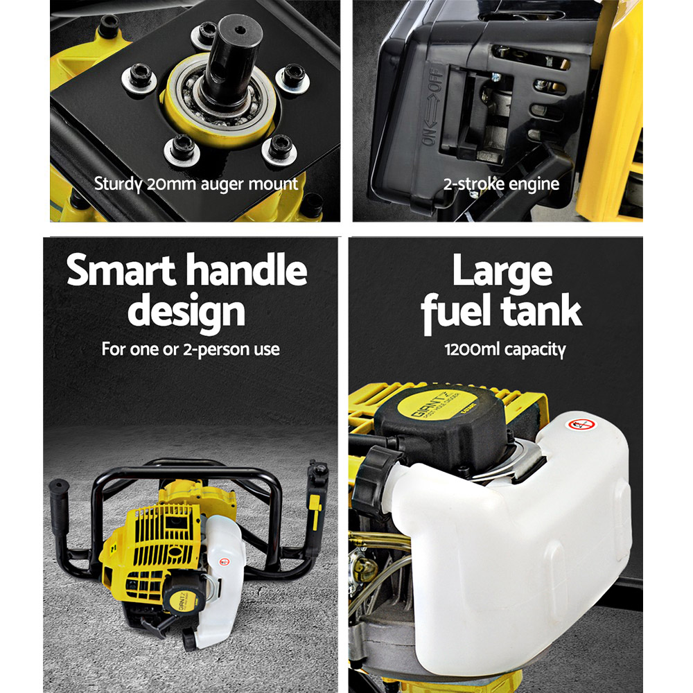 Giantz Post Hole Digger Motor Only 65cc, Yellow view 5