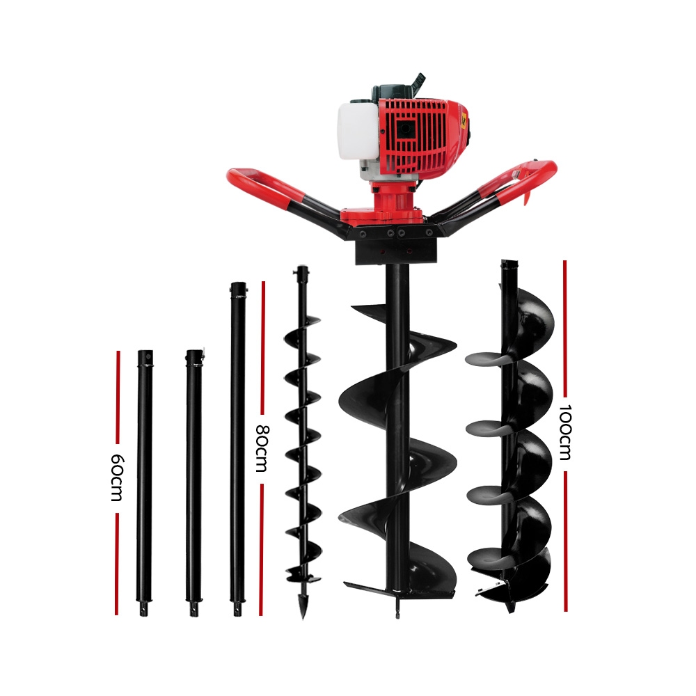 Giantz Petrol Post Hole Digger and Auger Bit Kit view 2