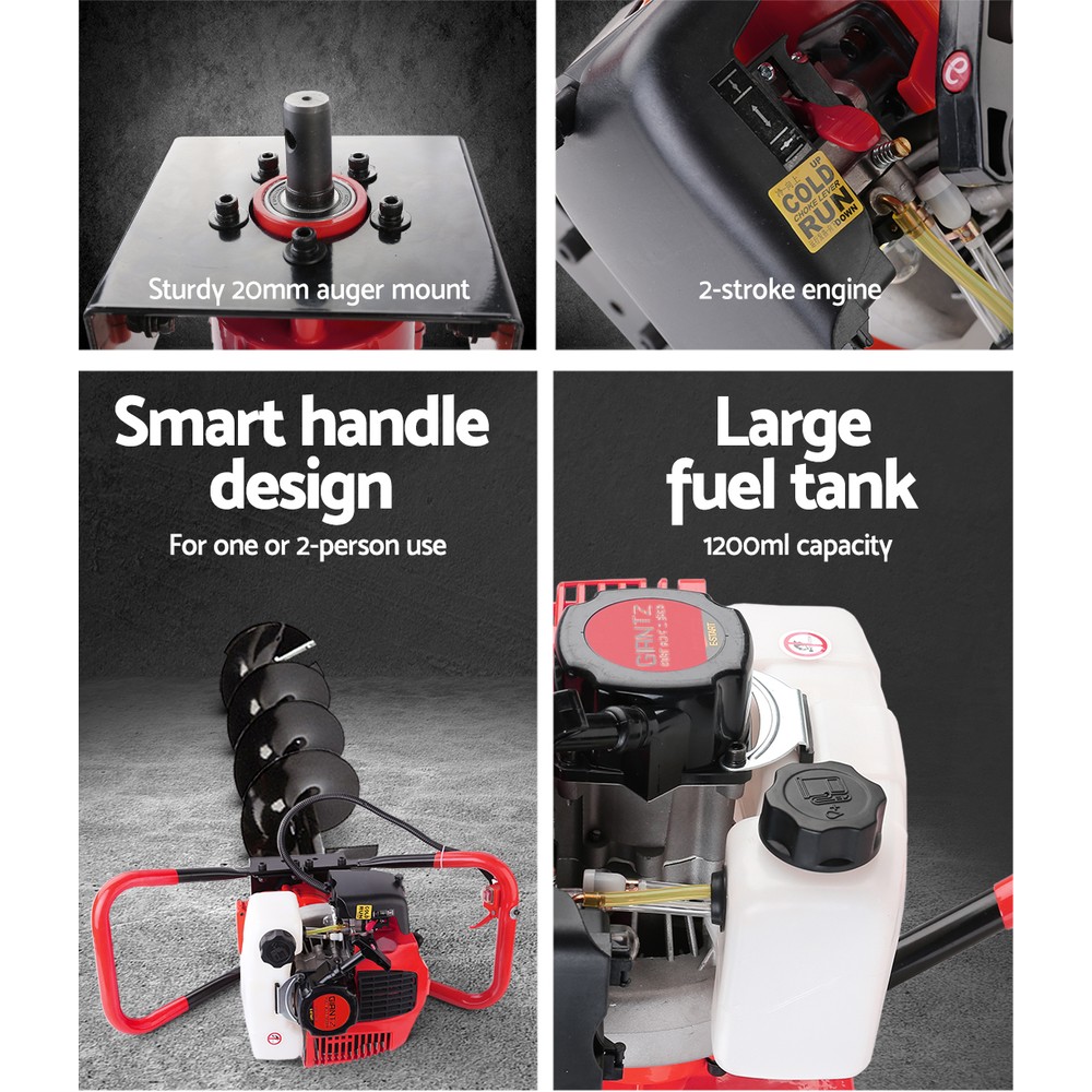 Giantz Petrol Post Hole Digger and Auger Bit Kit view 4