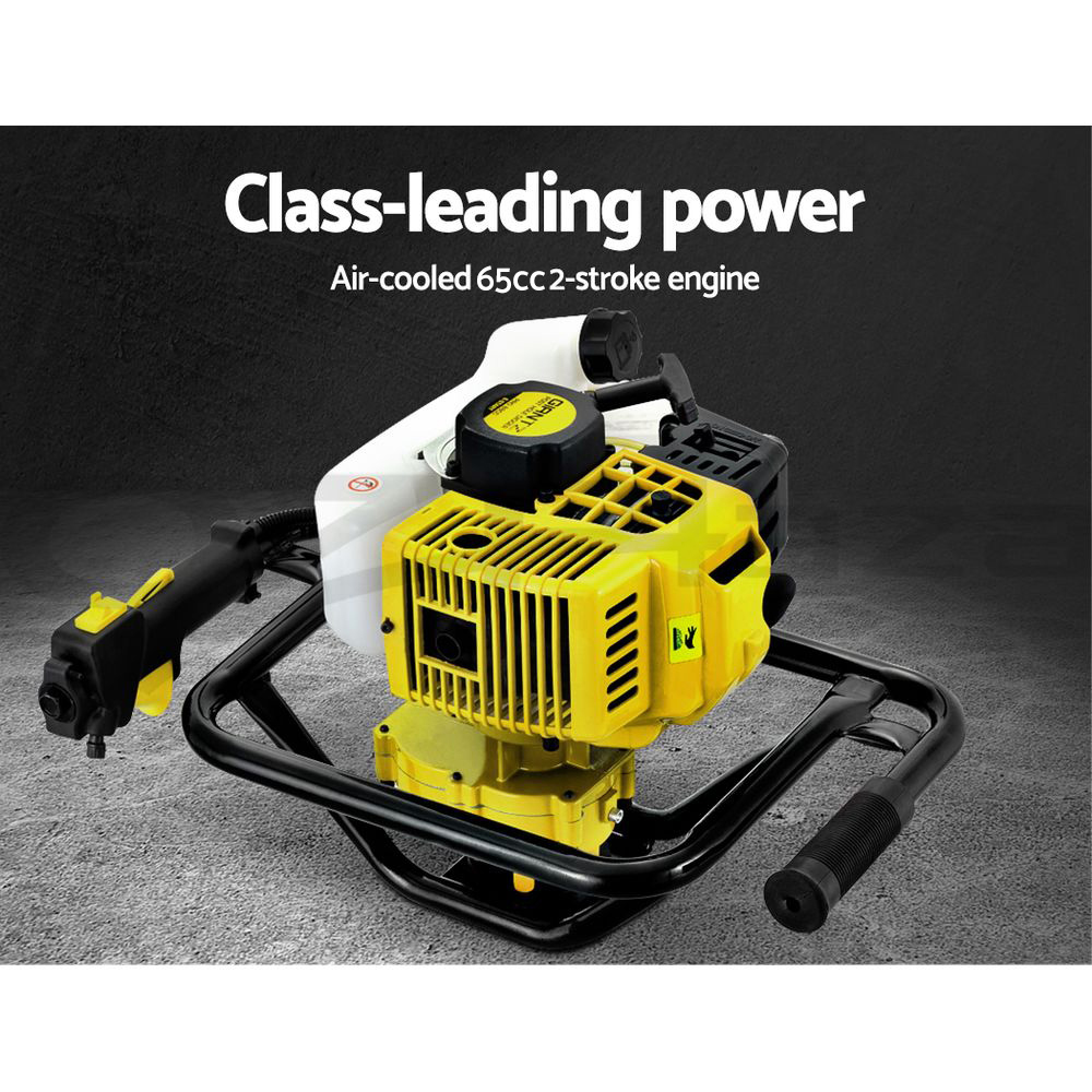 Giantz 65cc Post Hole Digger with Auger Options, Yellow view 3