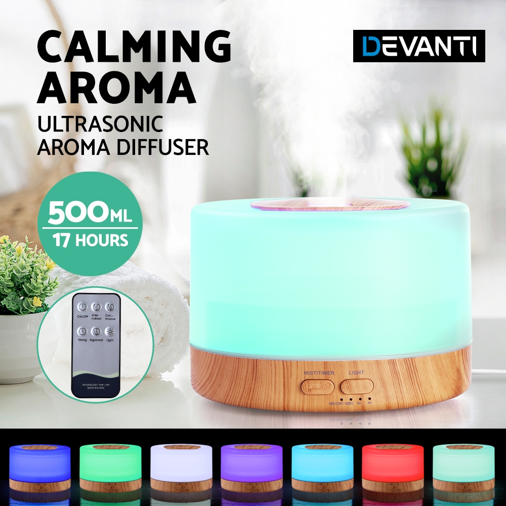 Devanti Ultrasonic Aroma Diffuser Light Wood 500ml view 4