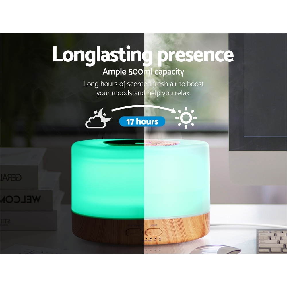 Devanti Ultrasonic Aroma Diffuser Light Wood 500ml view 5