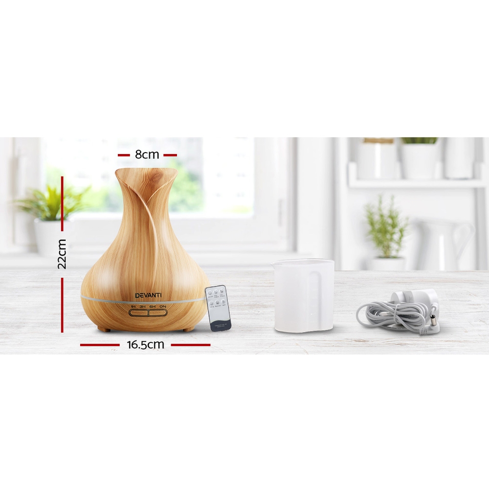 Devanti Aroma Diffuser Light Wood 400ml Humidifier view 2