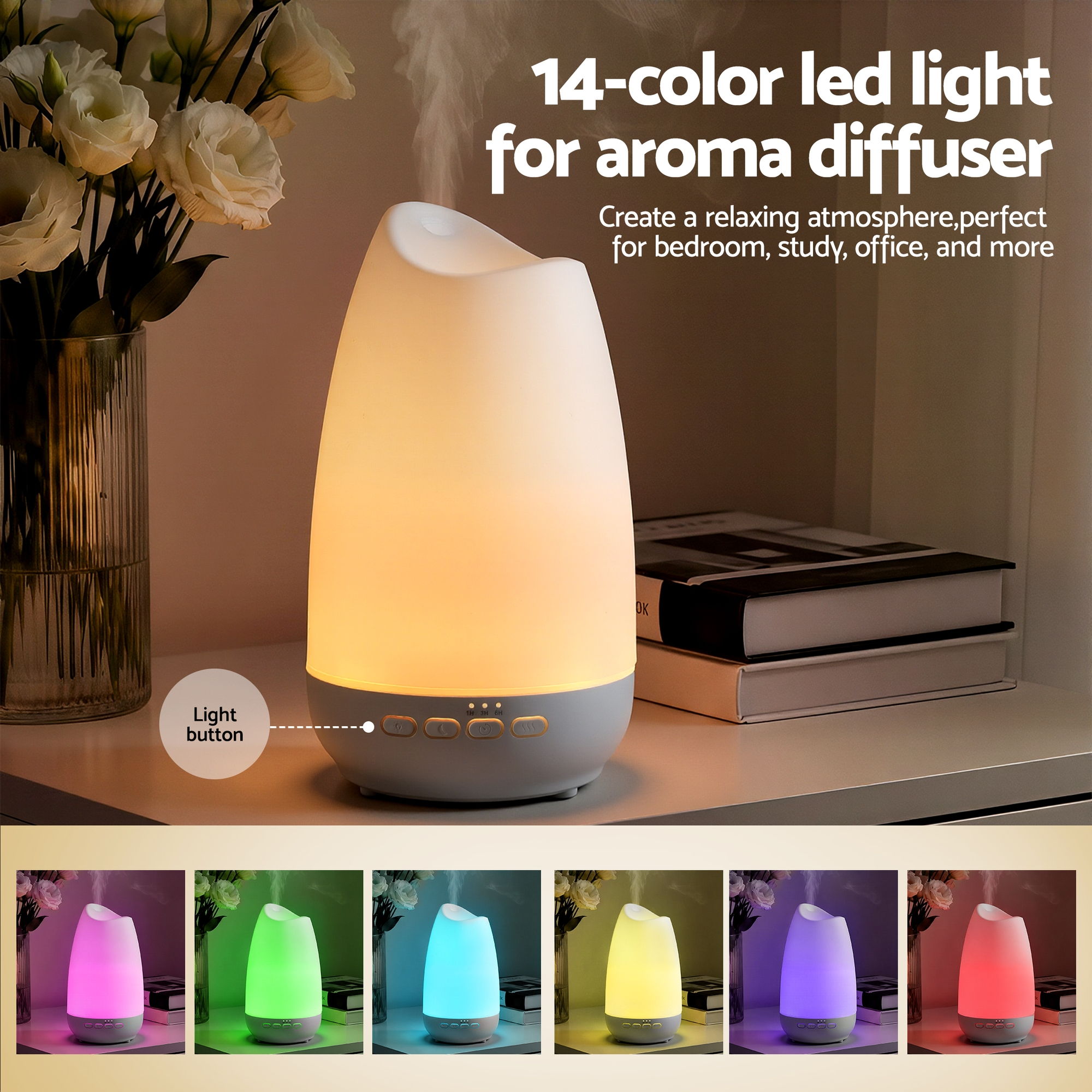 Devanti 300ml Ultrasonic Aroma Diffuser with LED Light view 5