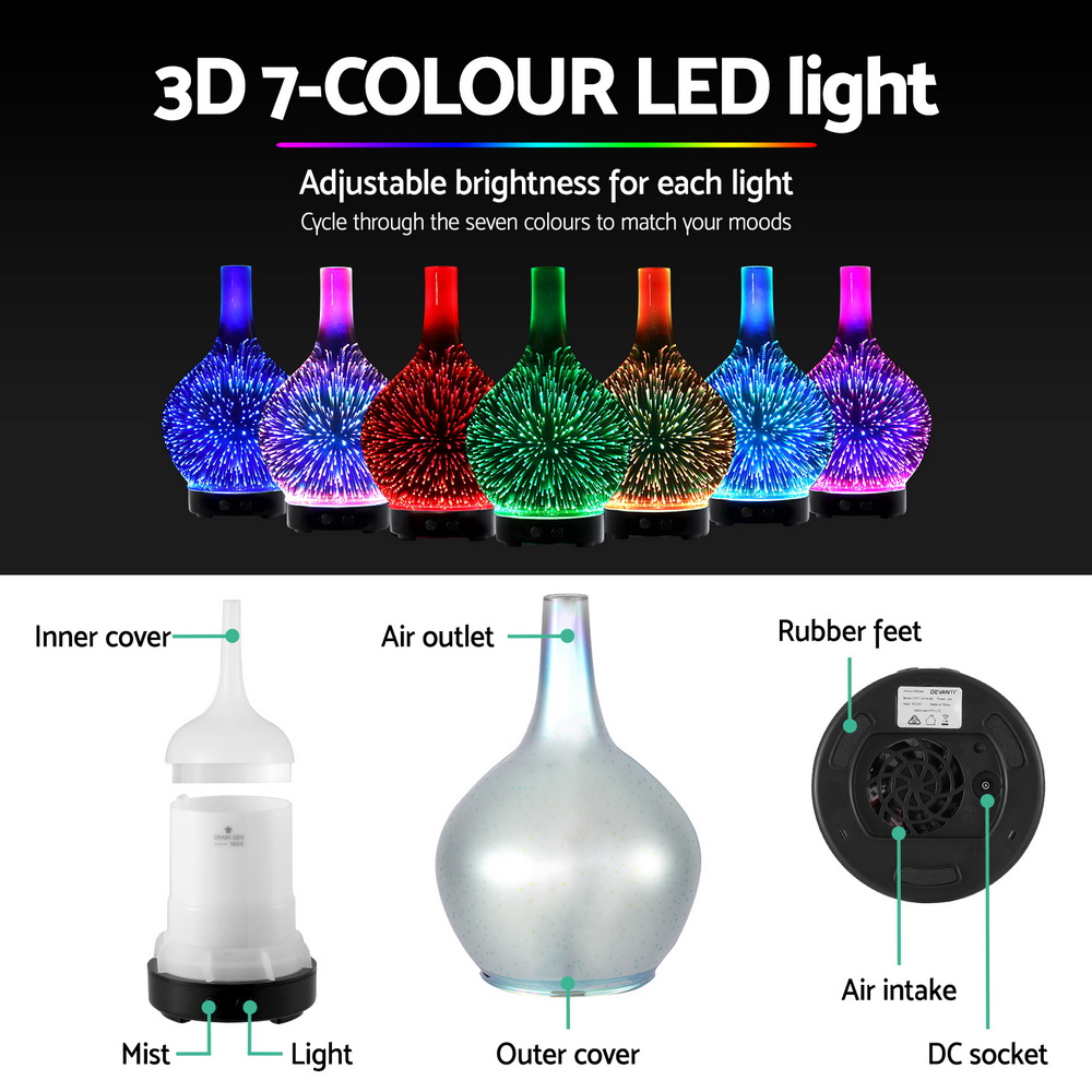 Devanti Ultrasonic Aroma Diffuser 3D Light Humidifier view 4