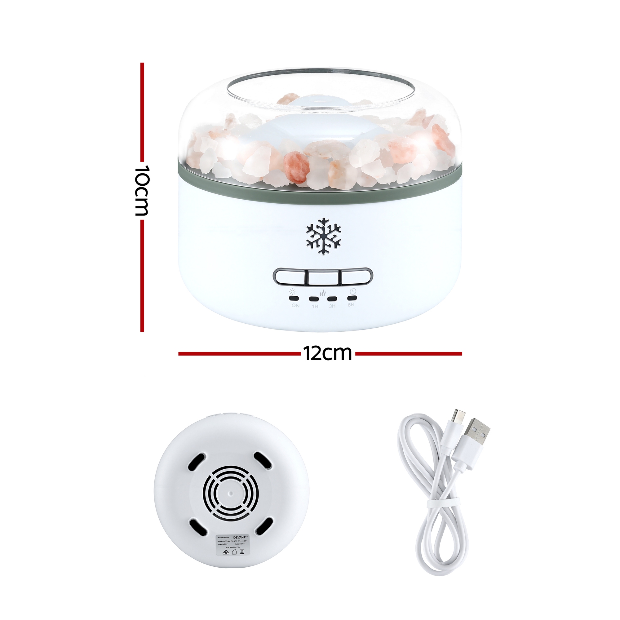 Devanti 150ml Salt Lamp Aroma Diffuser Humidifier view 2