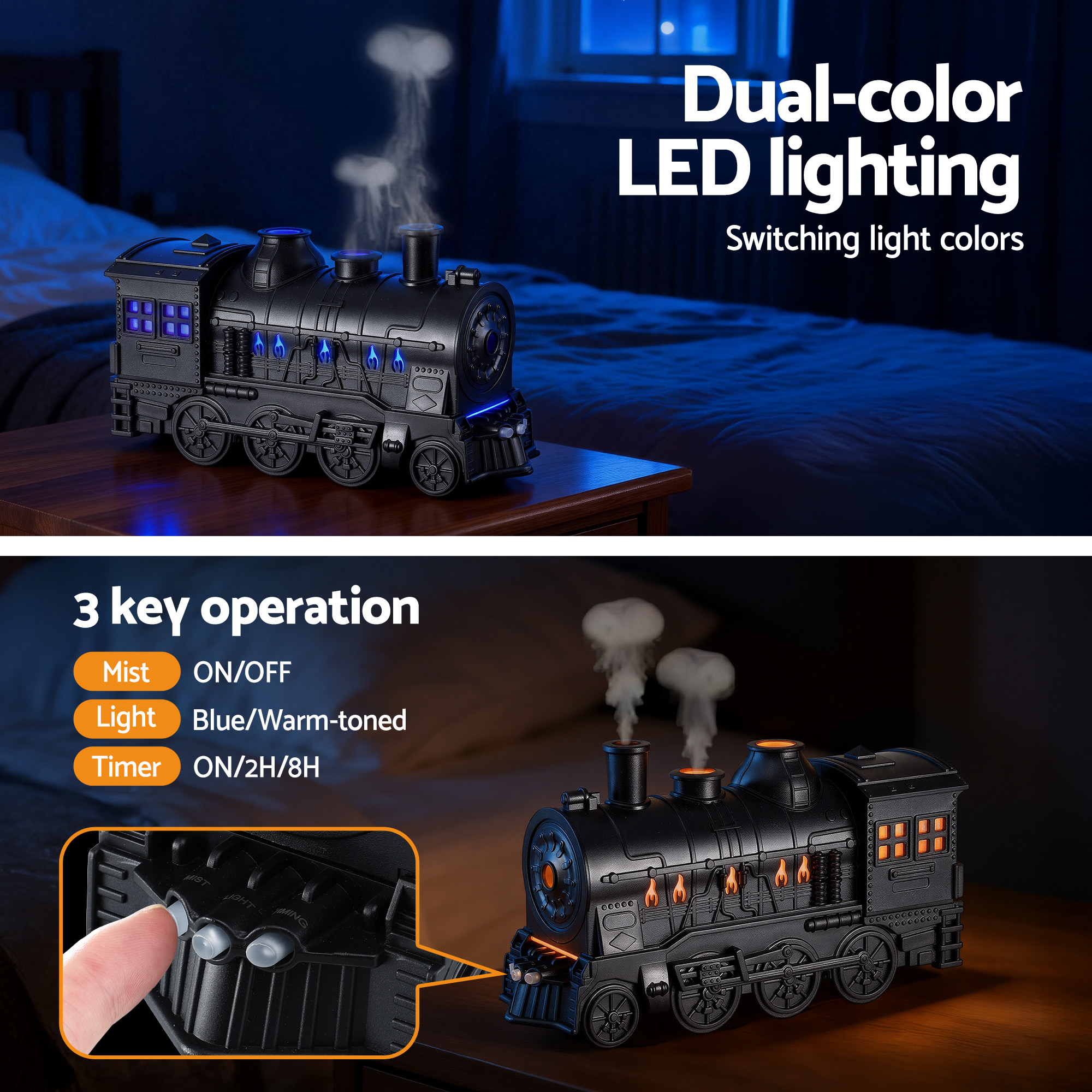 Devanti Train Aroma Diffuser Humidifier 300ml LED Timer view 5