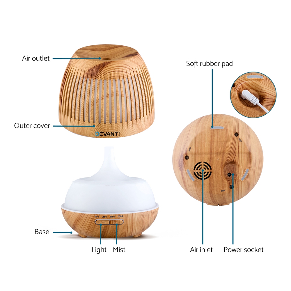 Devanti Wood Grain Aroma Diffuser 400ml view 3