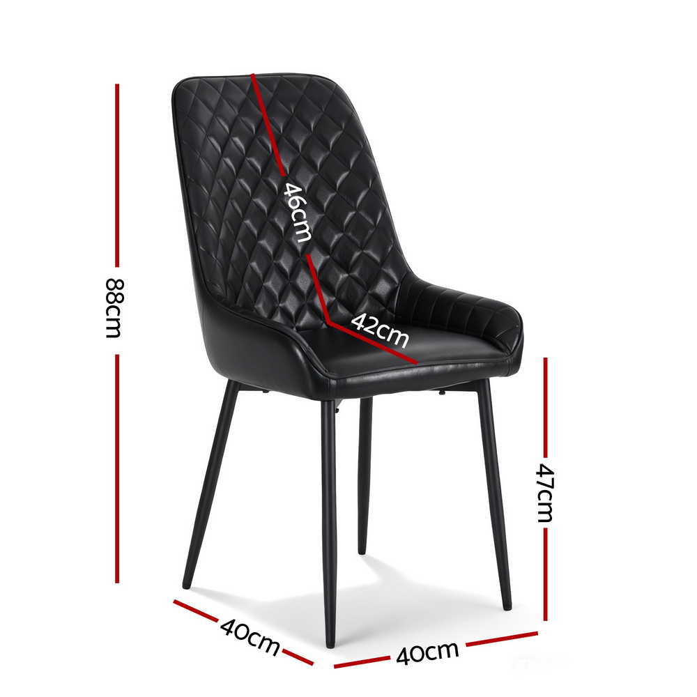 Artiss Diamond Tufted Dining Chairs Black Set of 2 or 4 view 2
