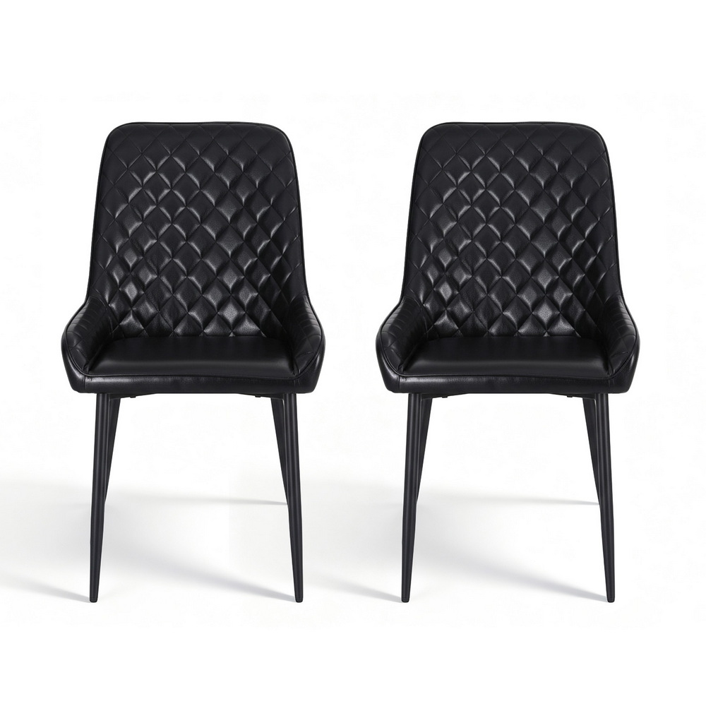 Artiss Diamond Tufted Dining Chairs Black Set of 2 or 4 view 3