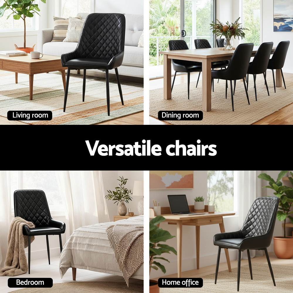 Artiss Diamond Tufted Dining Chairs Black Set of 2 or 4 view 5
