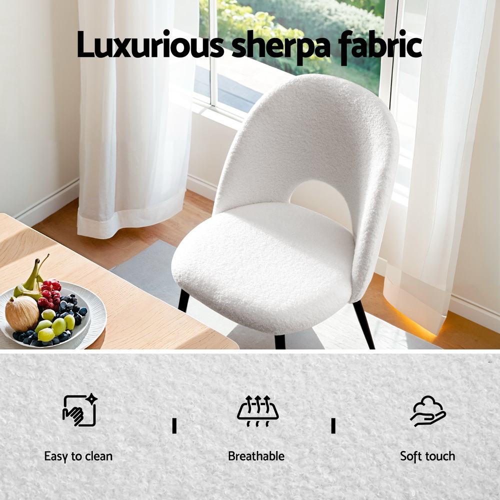 Artiss Sherpa Dining Chair, Single or Set of 2 view 5
