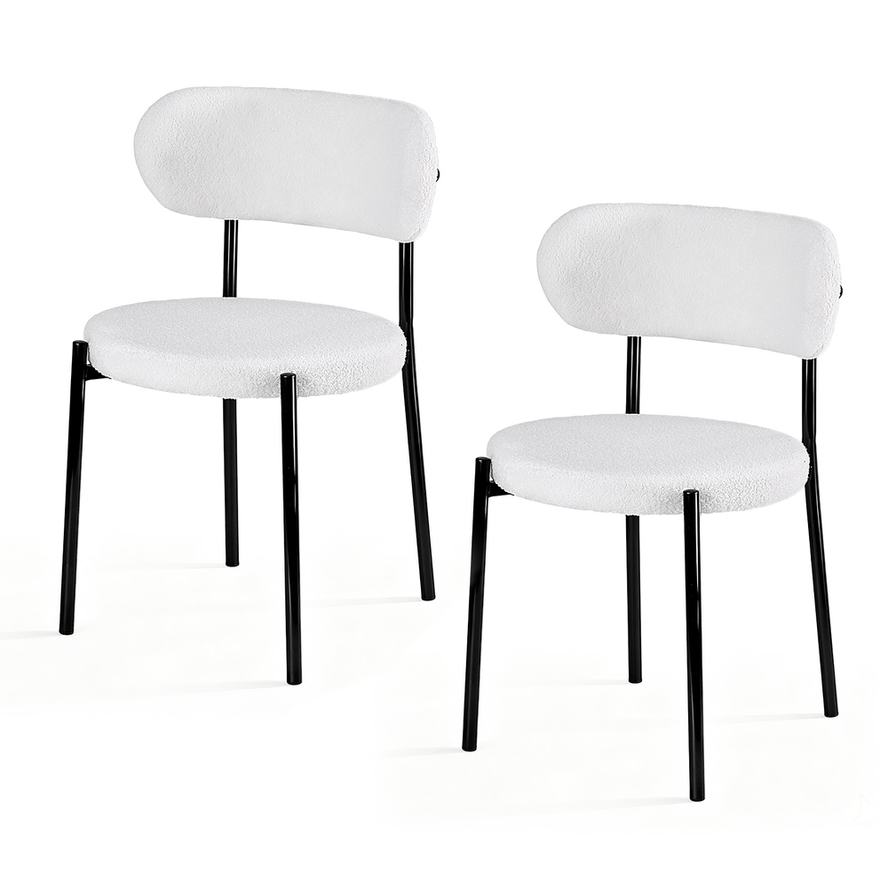 Artiss Sherpa Boucle Dining Chairs, White