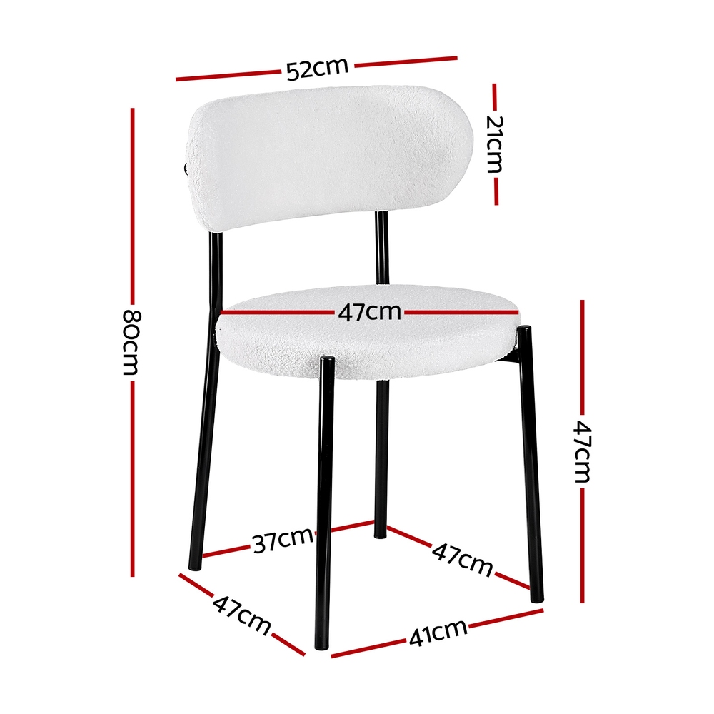Artiss Sherpa Boucle Dining Chairs, White view 2