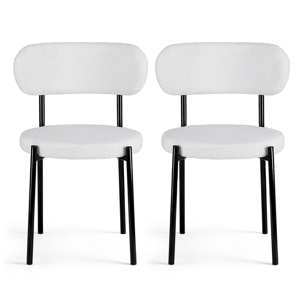 Artiss Sherpa Boucle Dining Chairs, White view 3