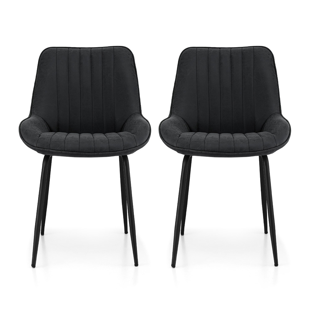 Artiss Channel Tufted Dining Chairs Black Set of 2 or 4