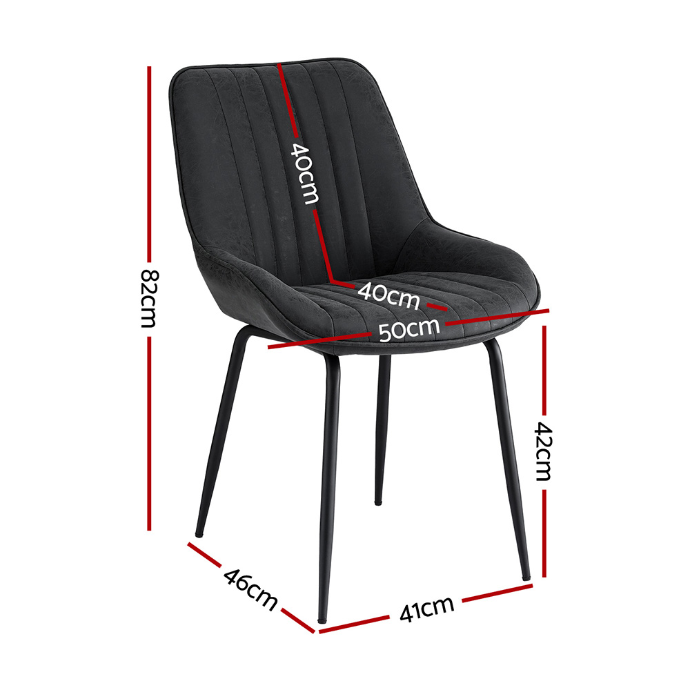 Artiss Channel Tufted Dining Chairs Black Set of 2 or 4 view 2